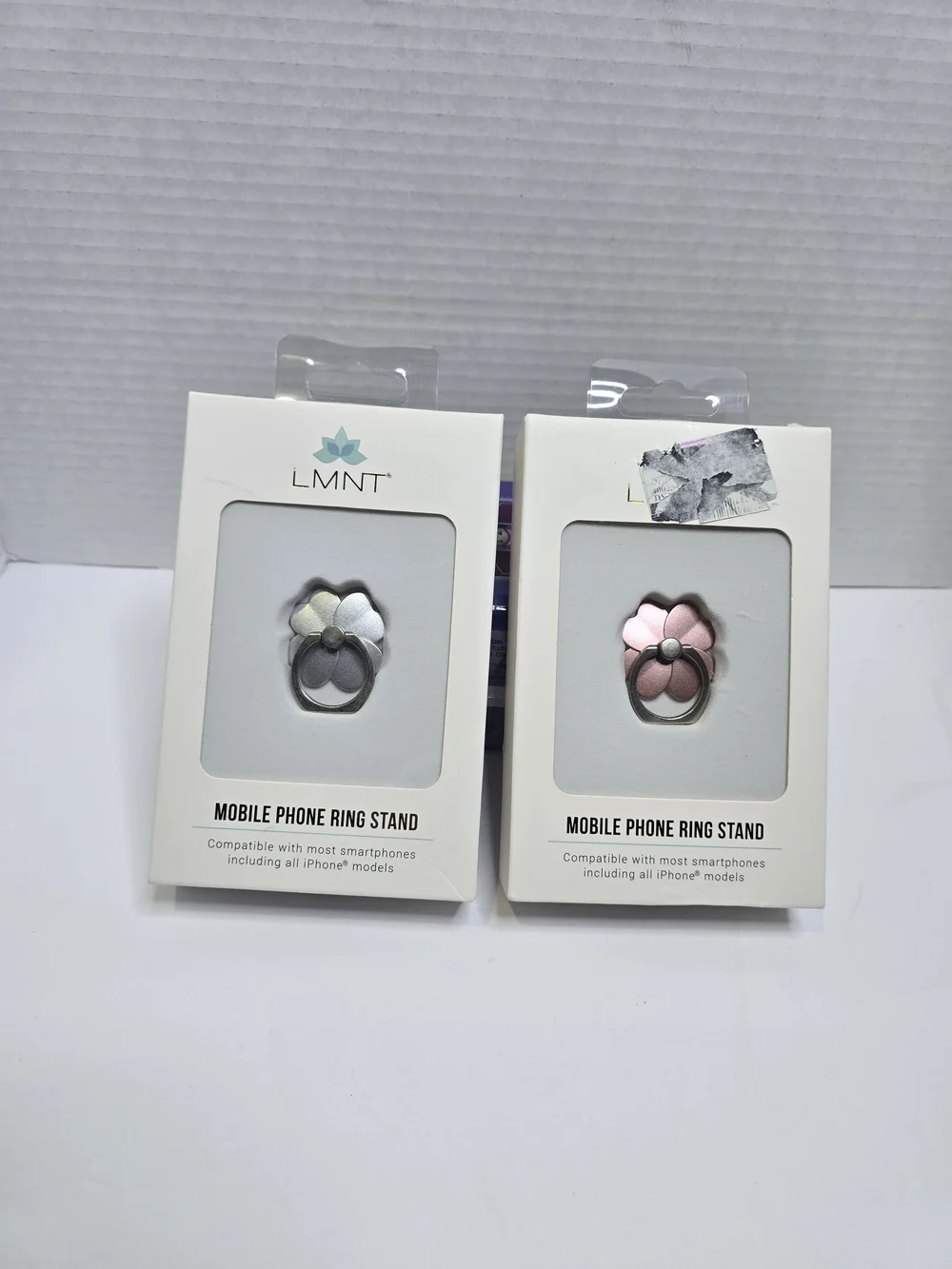 LMNT Floral Mobile Phone Ring Stand - Silver & Pink